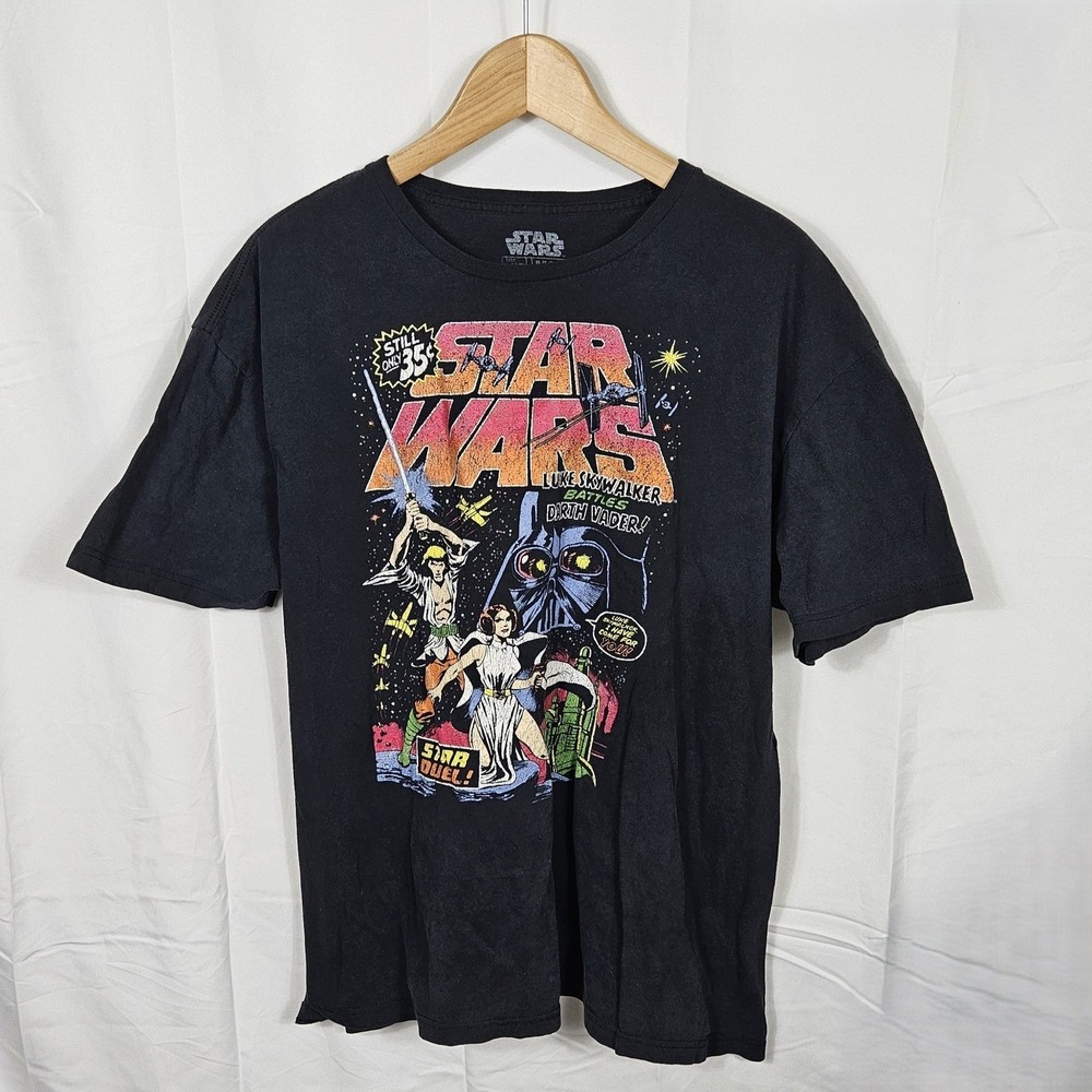 Star Wars Luke Skywalker Darth Vader‎ Comic Cover T Shirt Mens Large Black